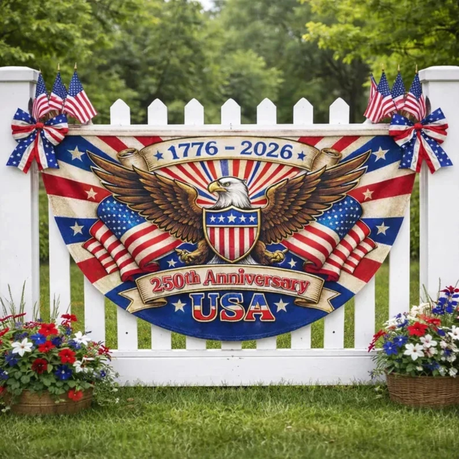 America 250th Anniversary Semicircle Flag, Patriotic USA Banner gallery