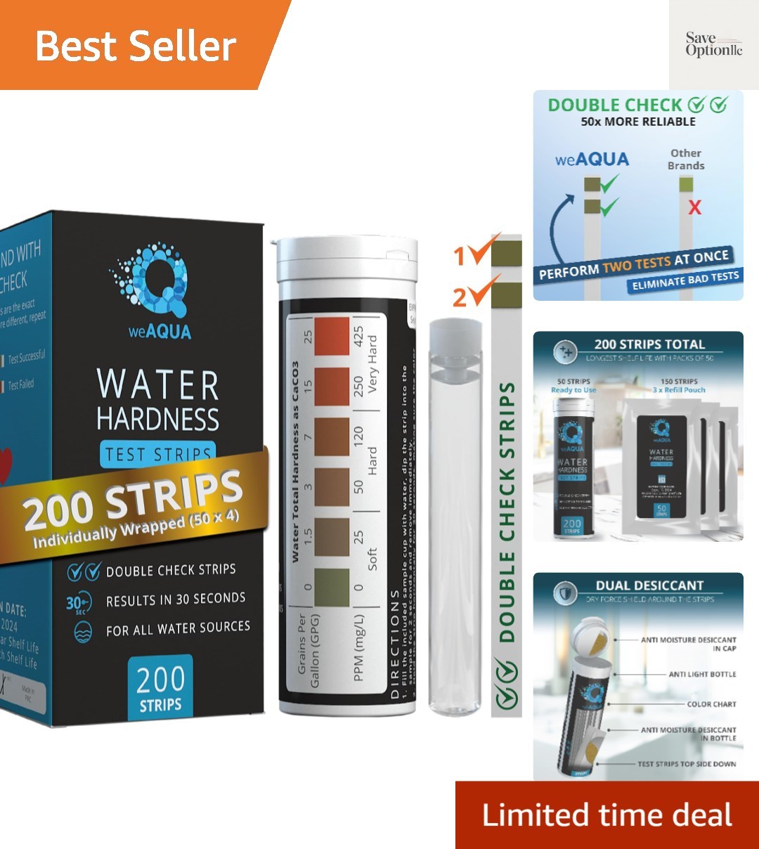 DoubleCheck Water Hardness Kit 200 Strips with Sample Cup - Hard Water Testi... gallery