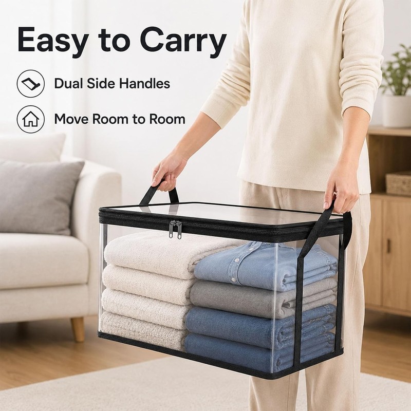 Large-Capacity Clear Storage Bag, Foldable Heavy Duty Transparent Moving Boxes gallery