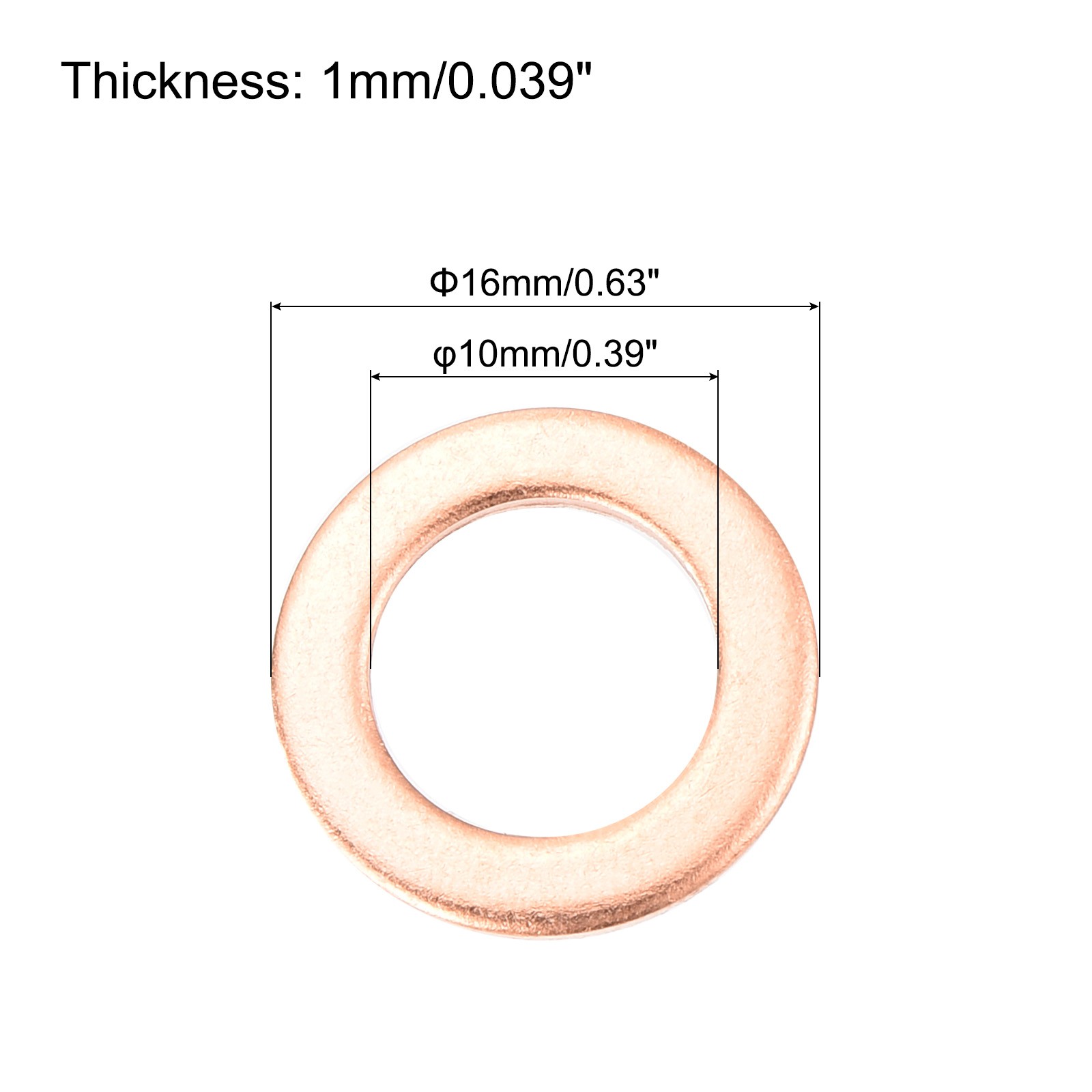 22 Pcs Flat Copper Washers 10x16x1mm Copper Flat Sealing Ring Washers gallery