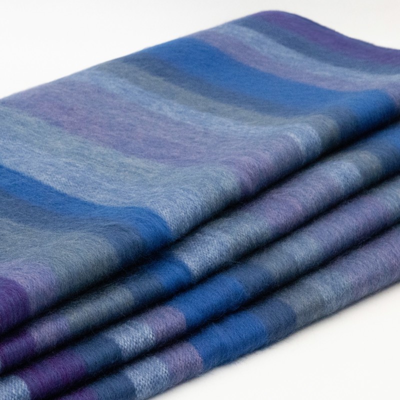 SOFT & WARM STRIPED ALPACA WOOL BLANKET QUEEN BED SOFA THROW OCEANIC BLUES gallery