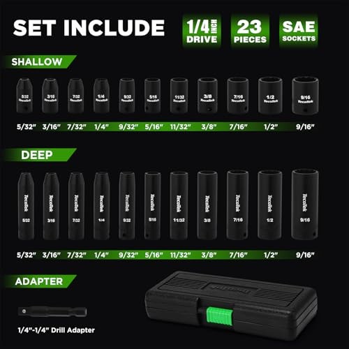 23 Pieces 1/4-Inch Drive Shallow and Deep 12-Point 5/32 - 9/16 in (23 PCS) gallery