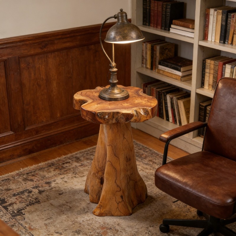 Rustic Teak Tree Stump Table – Live Edge Side Table or Stool, Natural Wood, Gift gallery