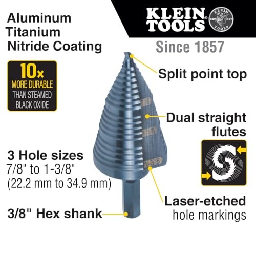 Klein Tools KTSB15 Step Drill Bit #15 Double Fluted Assorted Styles , Sizes gallery
