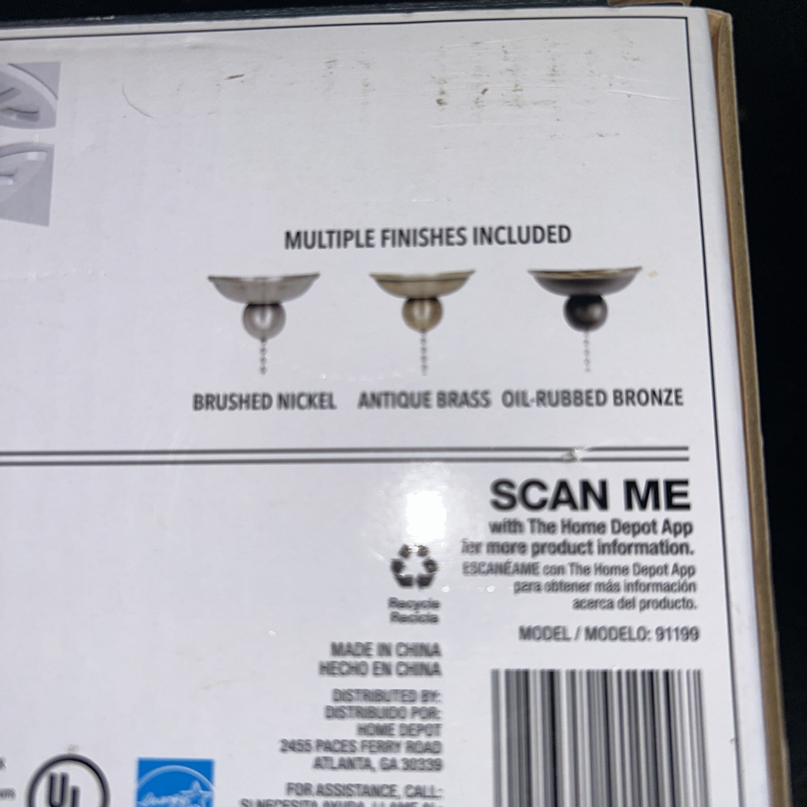 Hampton Bay Universal LED Ceiling Fan Light Kit Multiple Finials included gallery