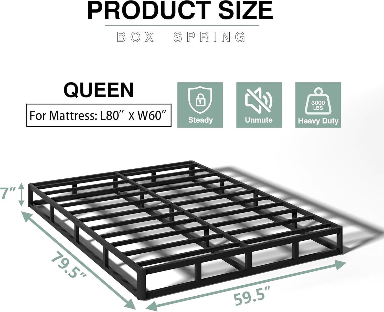 7 Inch Twin Box Spring, Heavy Duty Metal Mattress Foundation, 3000 lbs Easy Asse gallery