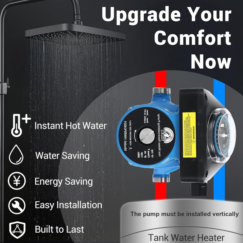 Instant Hot Water Recirculating Pump Kit for Tank Water Heater, Circulation Pump gallery