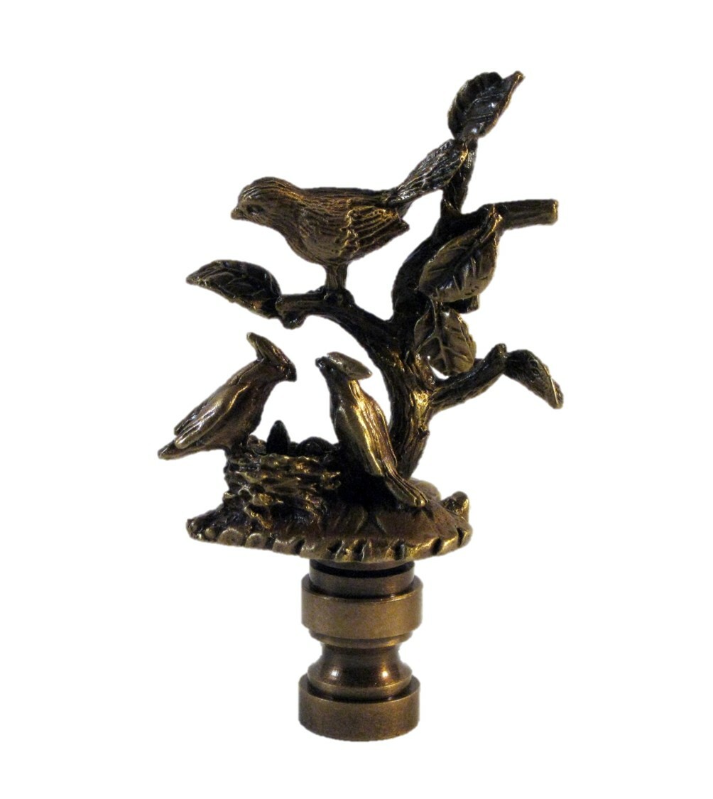 Lamp Finial-BIRDS IN BRANCHES-Aged Brass Finish, Highly detailed metal casting gallery