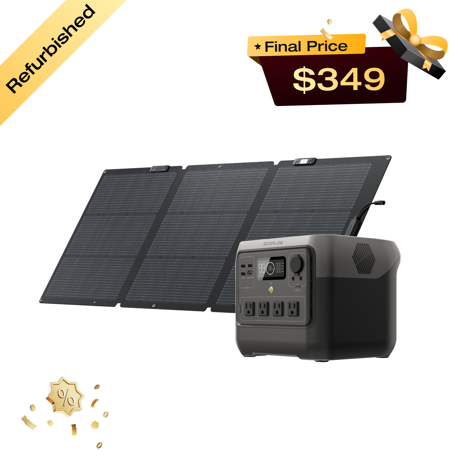 EcoFlow Solar Generator RIVER 2 Pro 768Wh+160W Solar Panel Certified Refurbished gallery