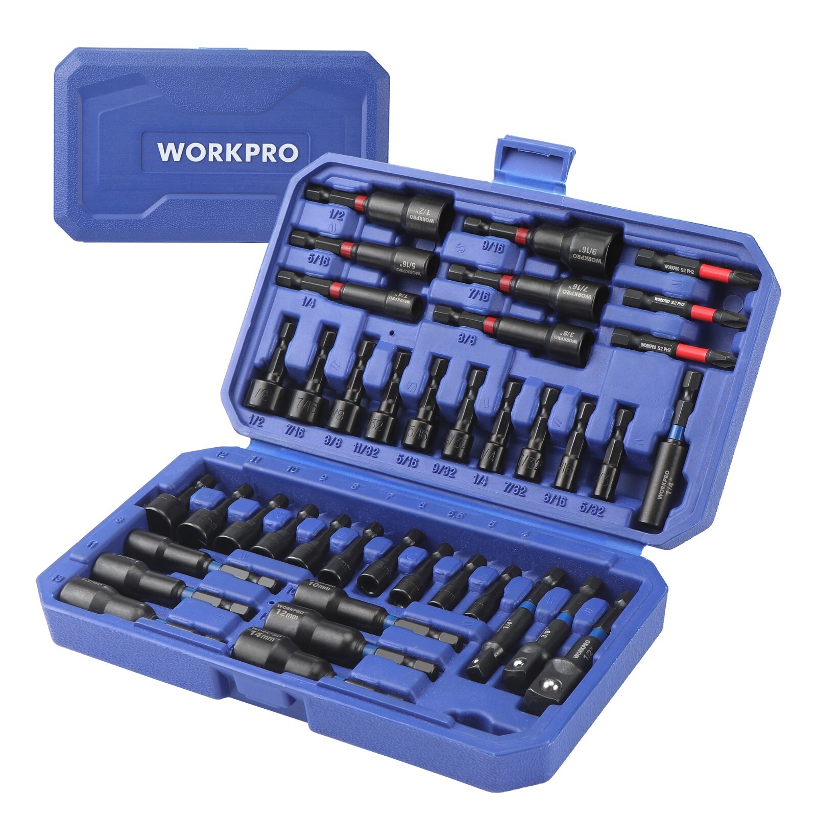 WORKPRO 39-Piece Magnetic Nut Driver Set, Impact Drill Driver Bit 1/4" Hex Shank gallery