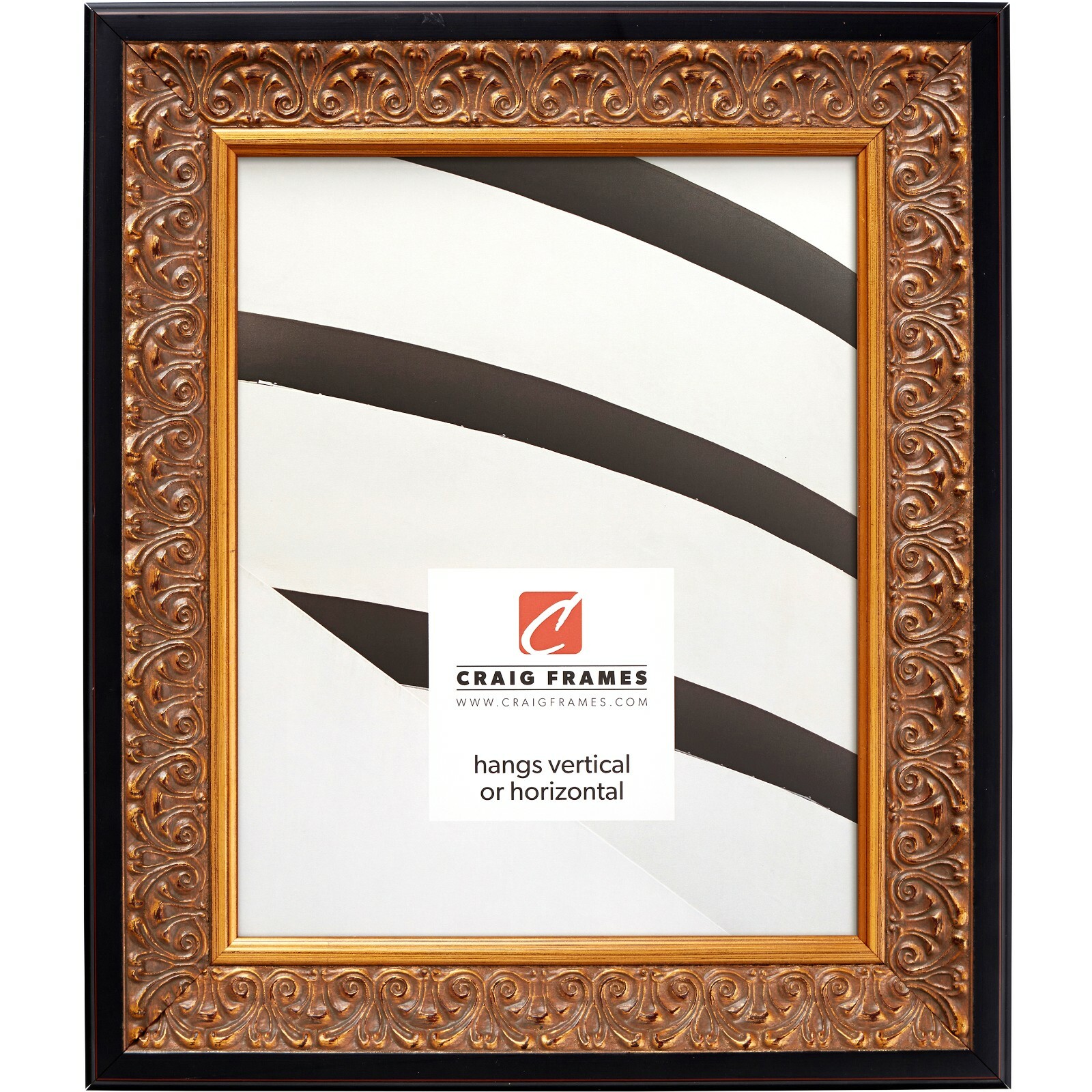 Craig Frames Furio, 1.75 Inch Wide Distressed Black and Gold Picture Frame gallery