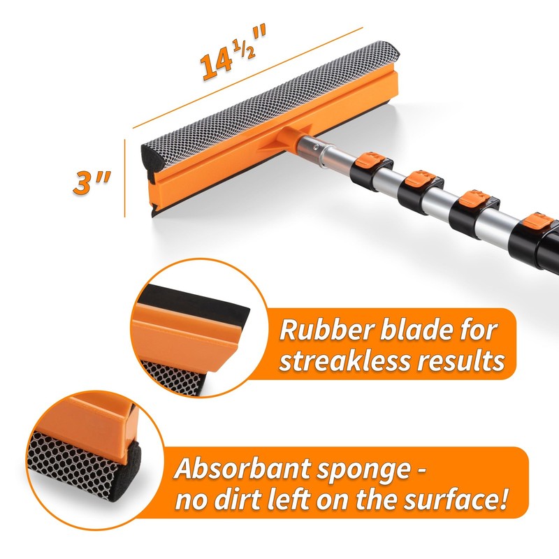 5-24 ft Window Washer Squeegee Kit with Extension Pole (30+ Foot Reach) // Lo... gallery