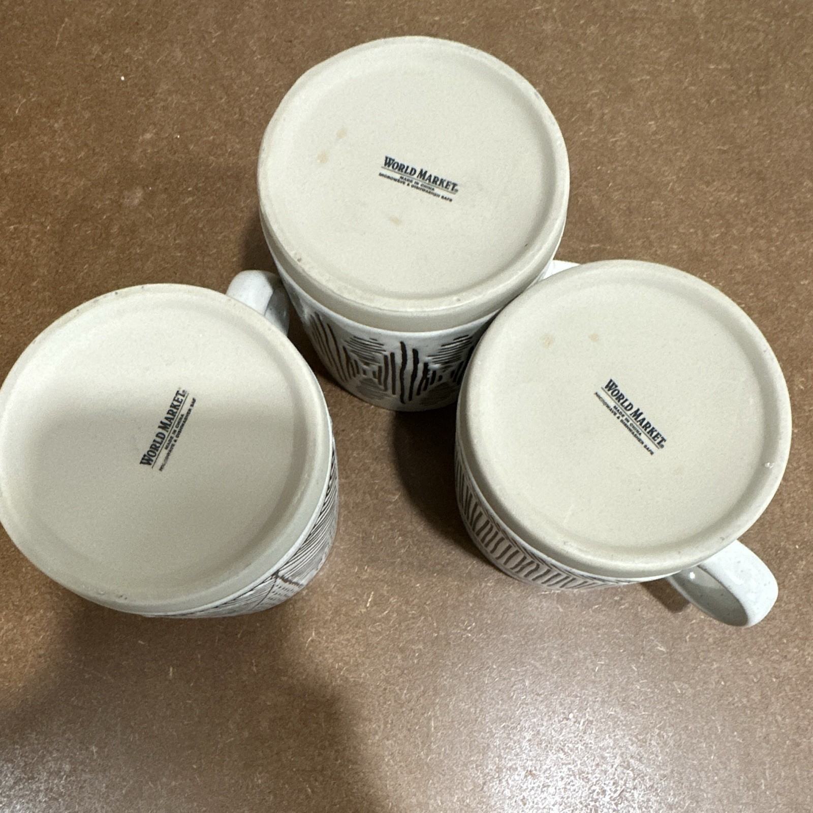World Market Geometric Black & White Ceramic Coffee Mugs Set of 3 12 oz gallery