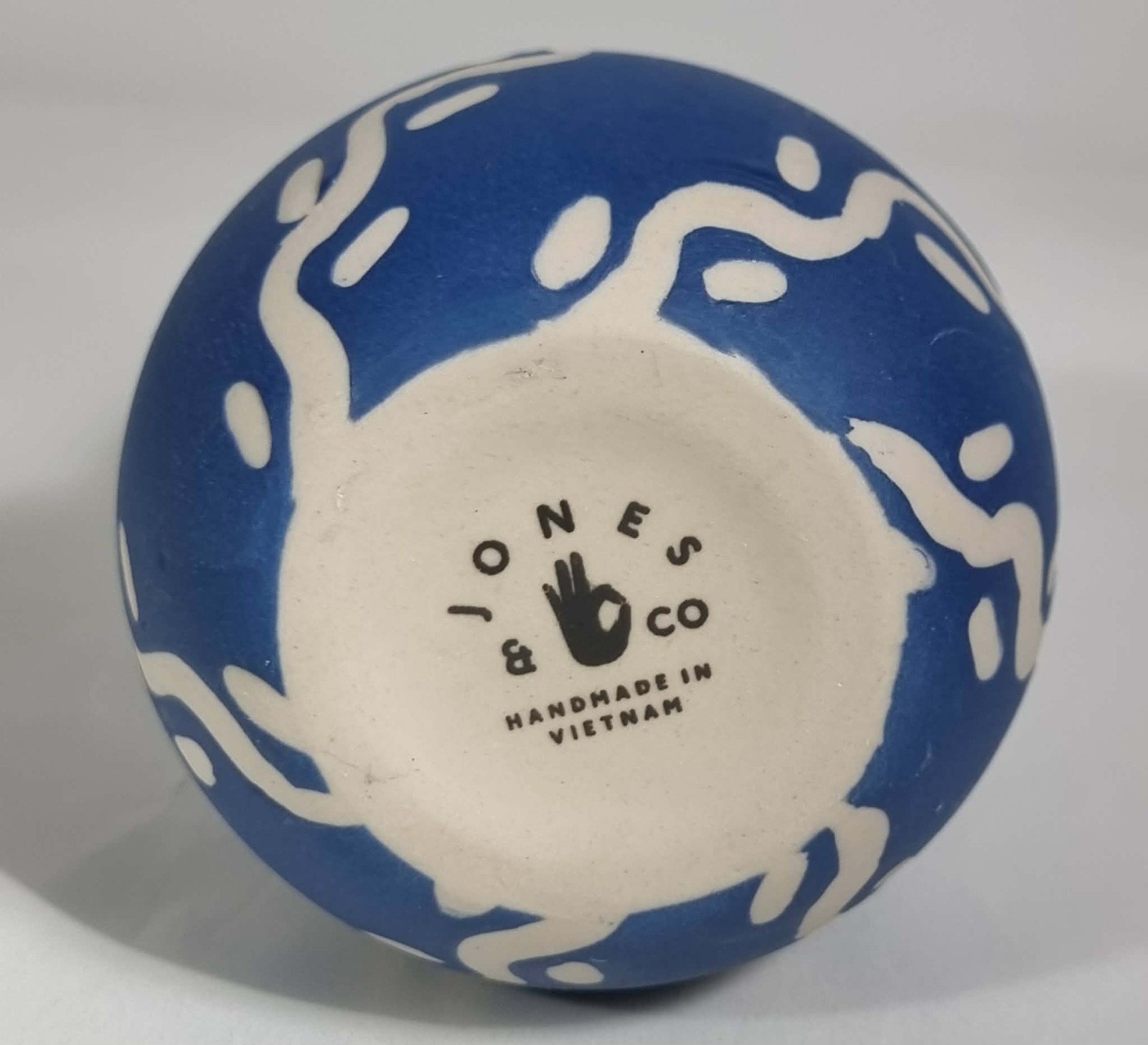 Jones & Co Happy Vase Tracks Blue Ceramic 15.5cm gallery