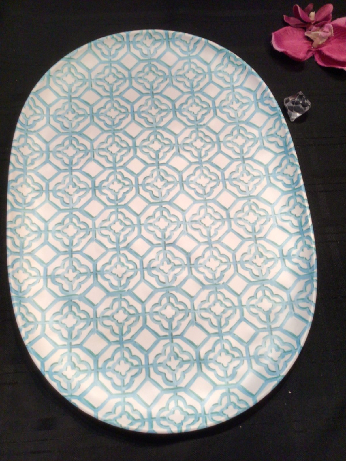 Merritt Melamine Serving Tray 20454 Turquoise Trellis 17 x 12 NEW gallery