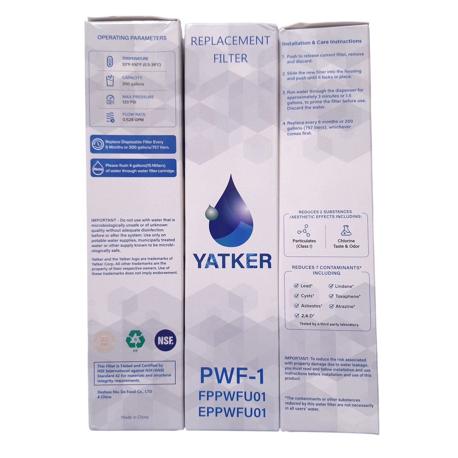 3 Pack PWF-1 Water Filter for Frigidaire FPPWFU01 EPPWFU01 Refrigerator 200Gal gallery