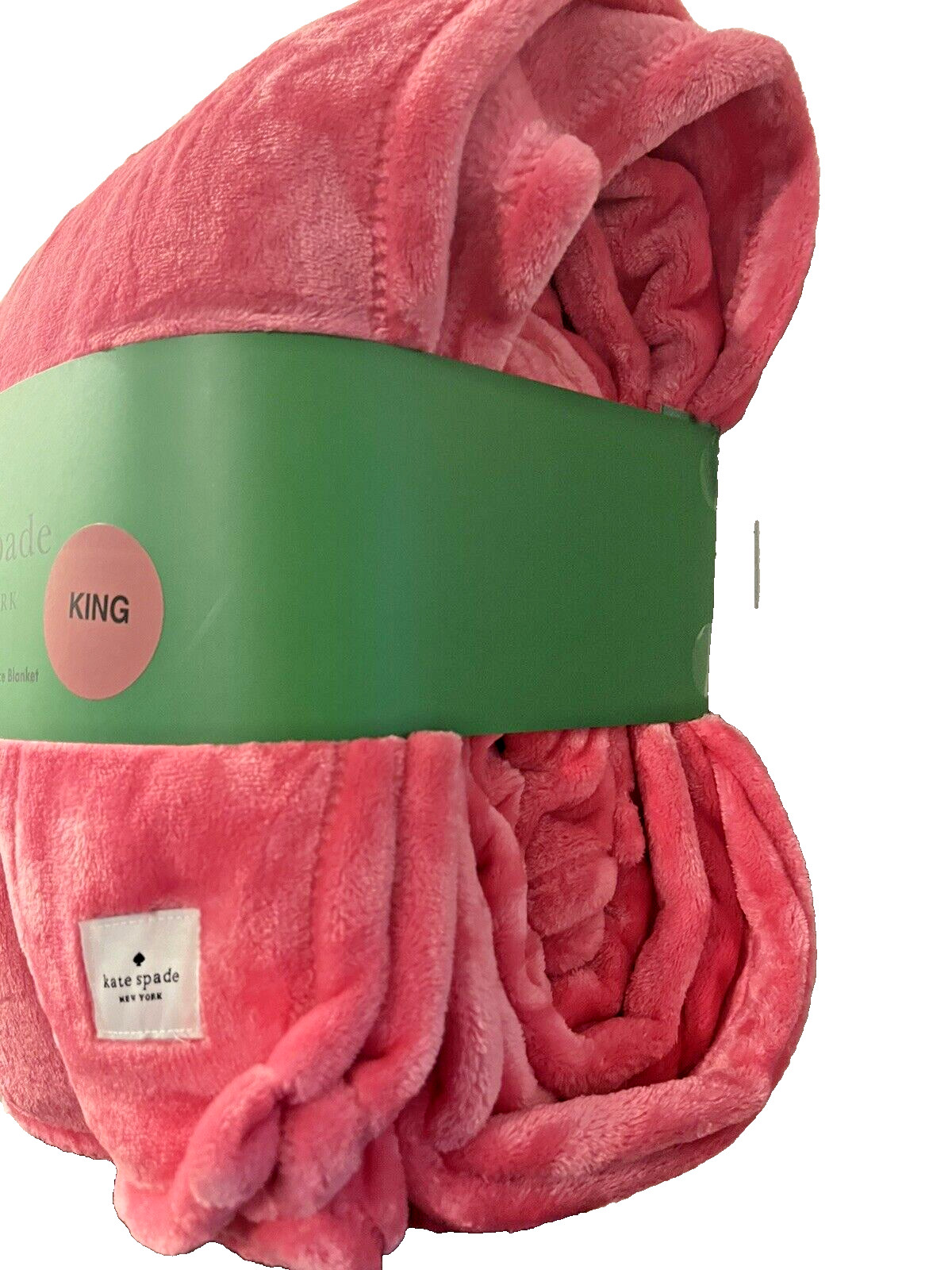 KATE SPADE Hot Pink OVERSIZED KING Fleece Blanket Soft Plush Throw 112" x 92 NEW gallery