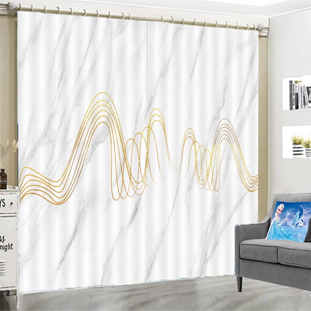 A Curved Brown Line 3D Curtain Blockout Photo Printing Curtains Drape Fabric gallery