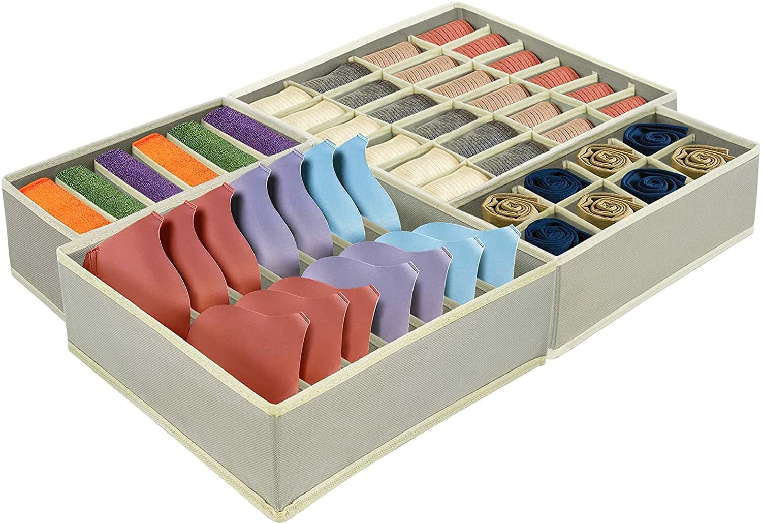 4 Pcs Underwear Organizer Foldable Closet Cabinet Drawer Dresser Storage Box Bin gallery