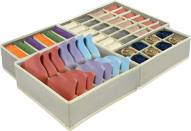 4 Pcs Underwear Organizer Foldable Closet Cabinet Drawer Dresser Storage Box Bin gallery
