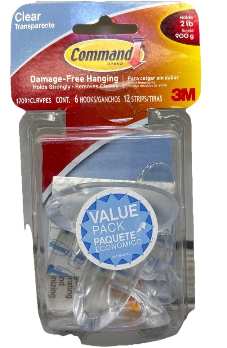 3M Command Clear Medium Hooks, Holds 2 lb, Pack Of 6 Hooks And 12 Strips {54} gallery