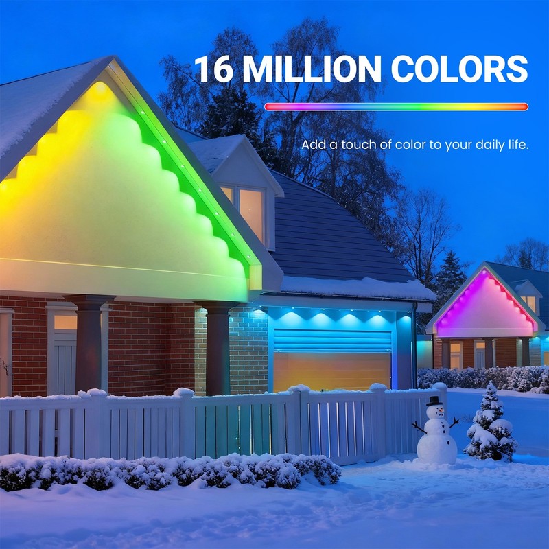 100ft Permanent Outdoor Lights,RGB Eaves Lights with App Control Remote,DIY IP67 gallery
