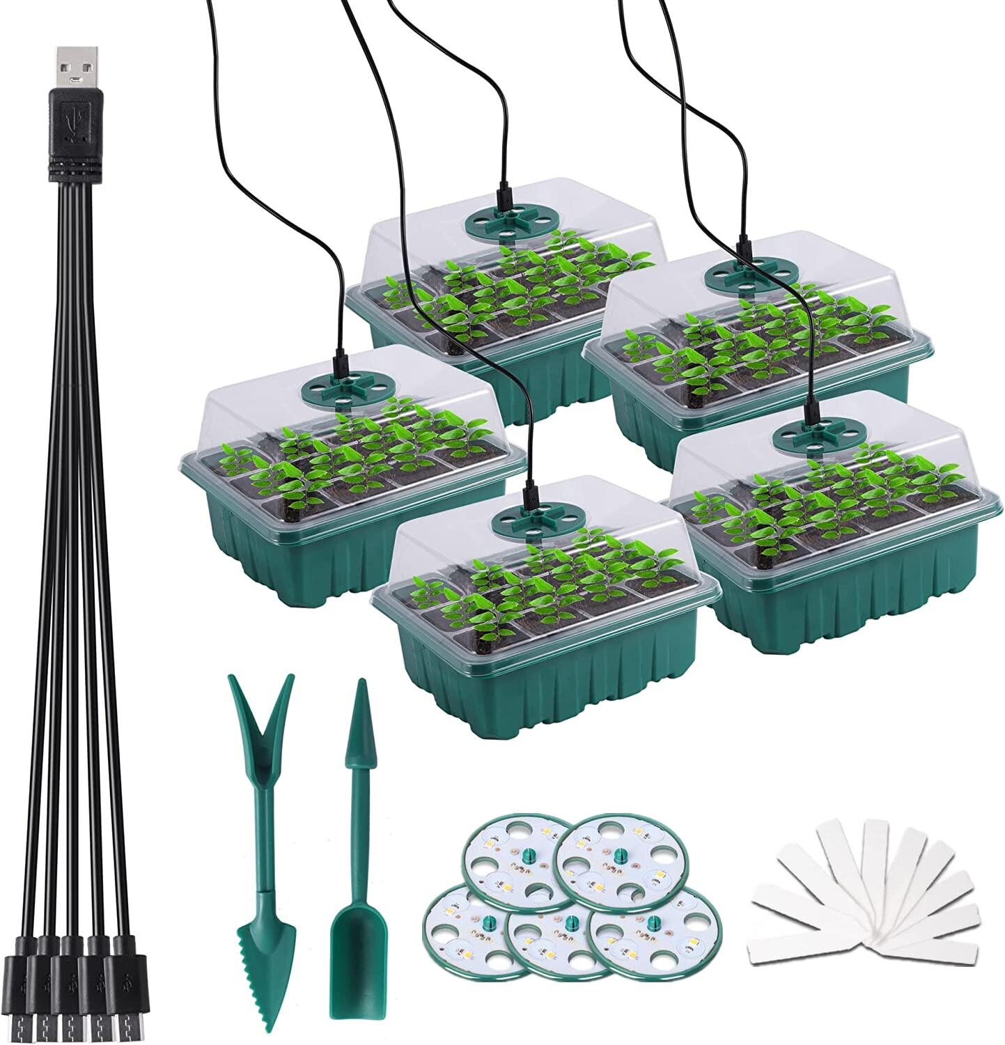 5 Pack Seed Starter Tray with Grow Light Seed Starter Kit Plant Germination Kit gallery