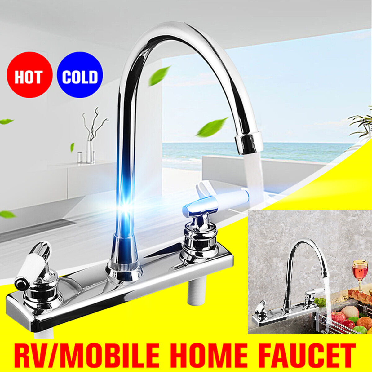 RV/Mobile Home Motor Vehicle Kitchen Sink Faucet Stainless Steel Finish Plastic gallery