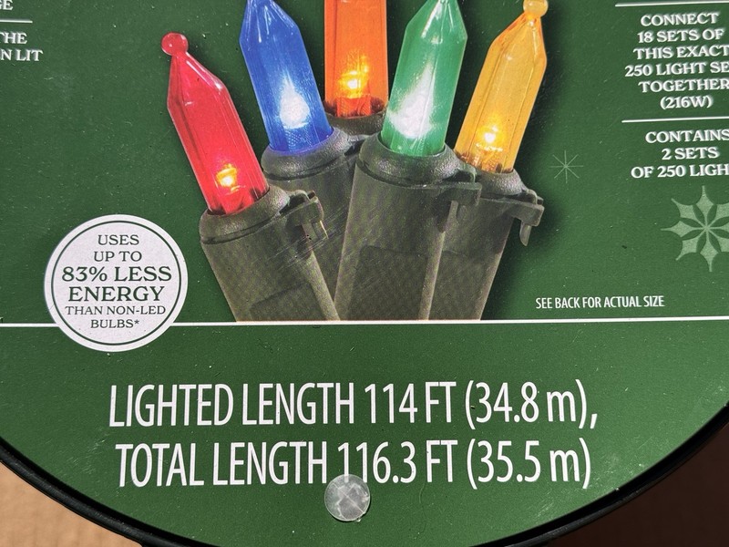 Holiday Time 500 MULTICOLOR Mini LED Christmas Lights Green Wire 116.3 FT Decor gallery