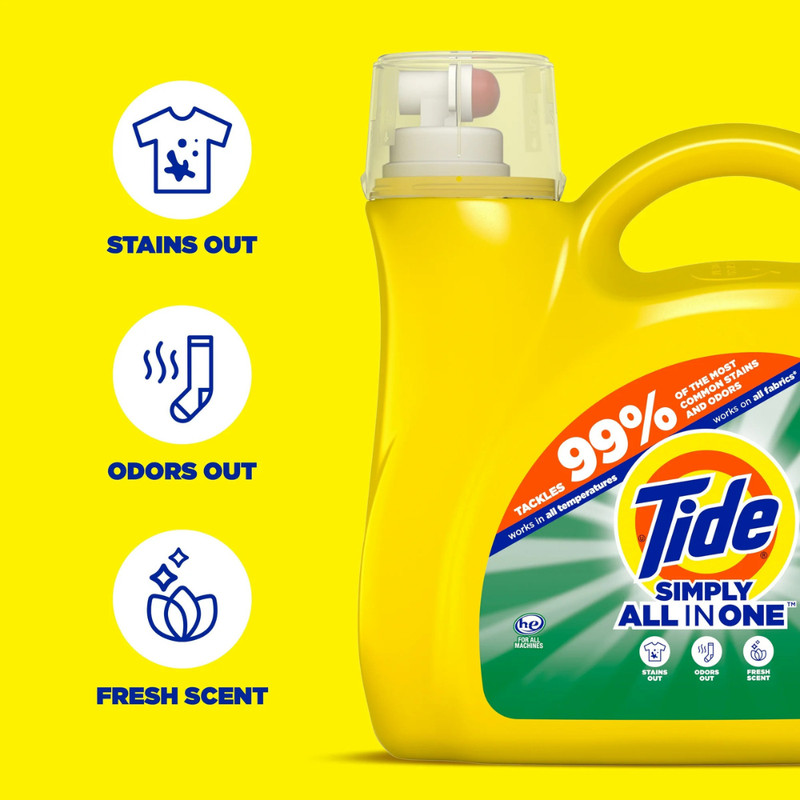 Tide Simply Laundry Detergent Liquid, Daybreak Fresh, 117 fl oz, 89 Loads NEW gallery