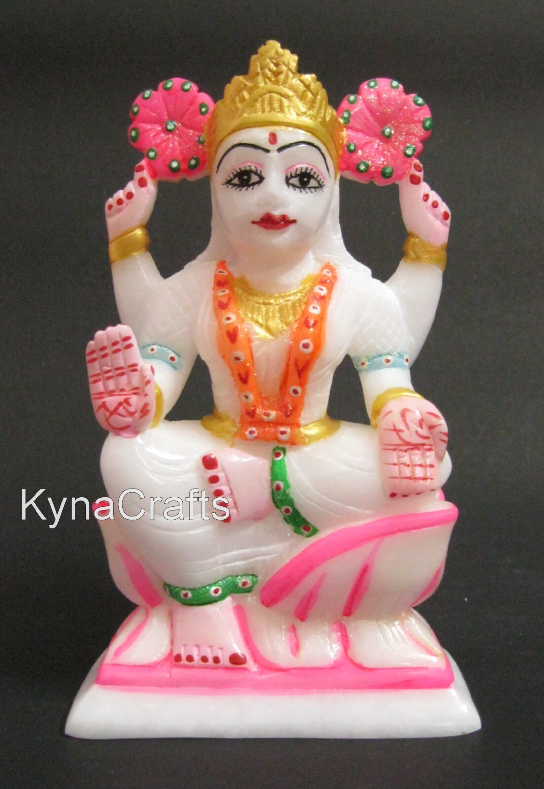 Handmade Goddess Laxmi Maa Statue White Marble Laxmi Ji Sculpture 6.5 Inches gallery