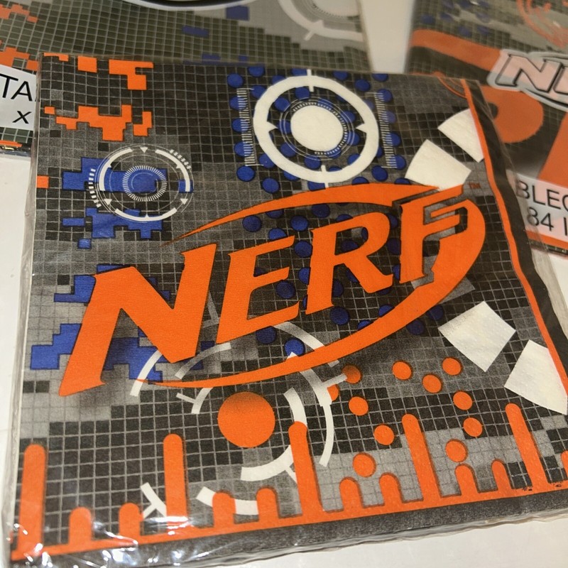 Nerf Hasbro Bundle Of 3, 2-Plastic Table Covers 54 in x 84" & 1 Pk Napkins 16ct gallery