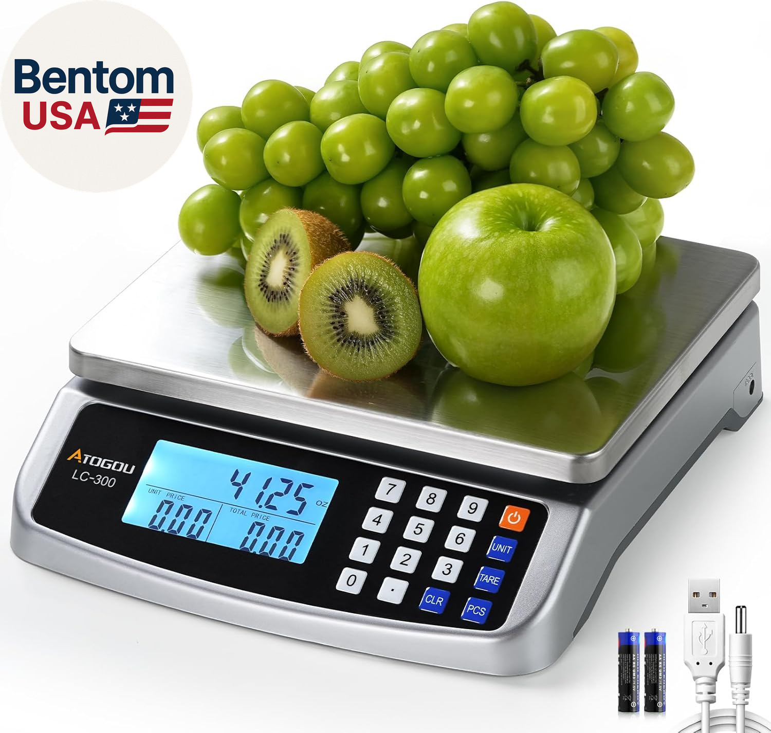 110Lb Food Scale, Commercial Kitchen Scale with Price Computing, Plug-In Usable, gallery