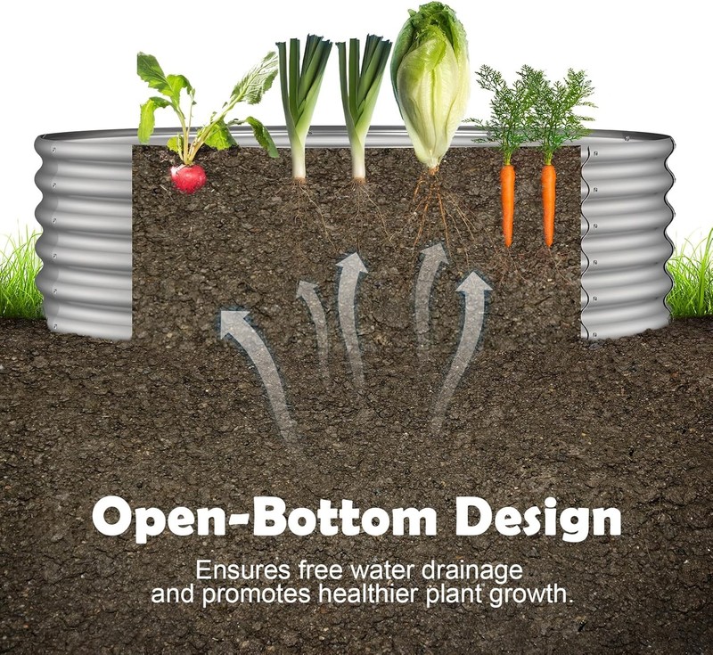 36" Round Galvanized Raised Garden Bed Metal Planter Box Vegetables Herbs Flower gallery
