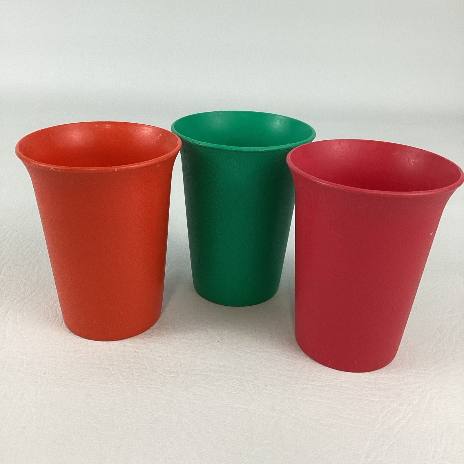 Tupperware Bell Tumblers Stacking Cups Primary Colors Red Orange Green Vintage gallery