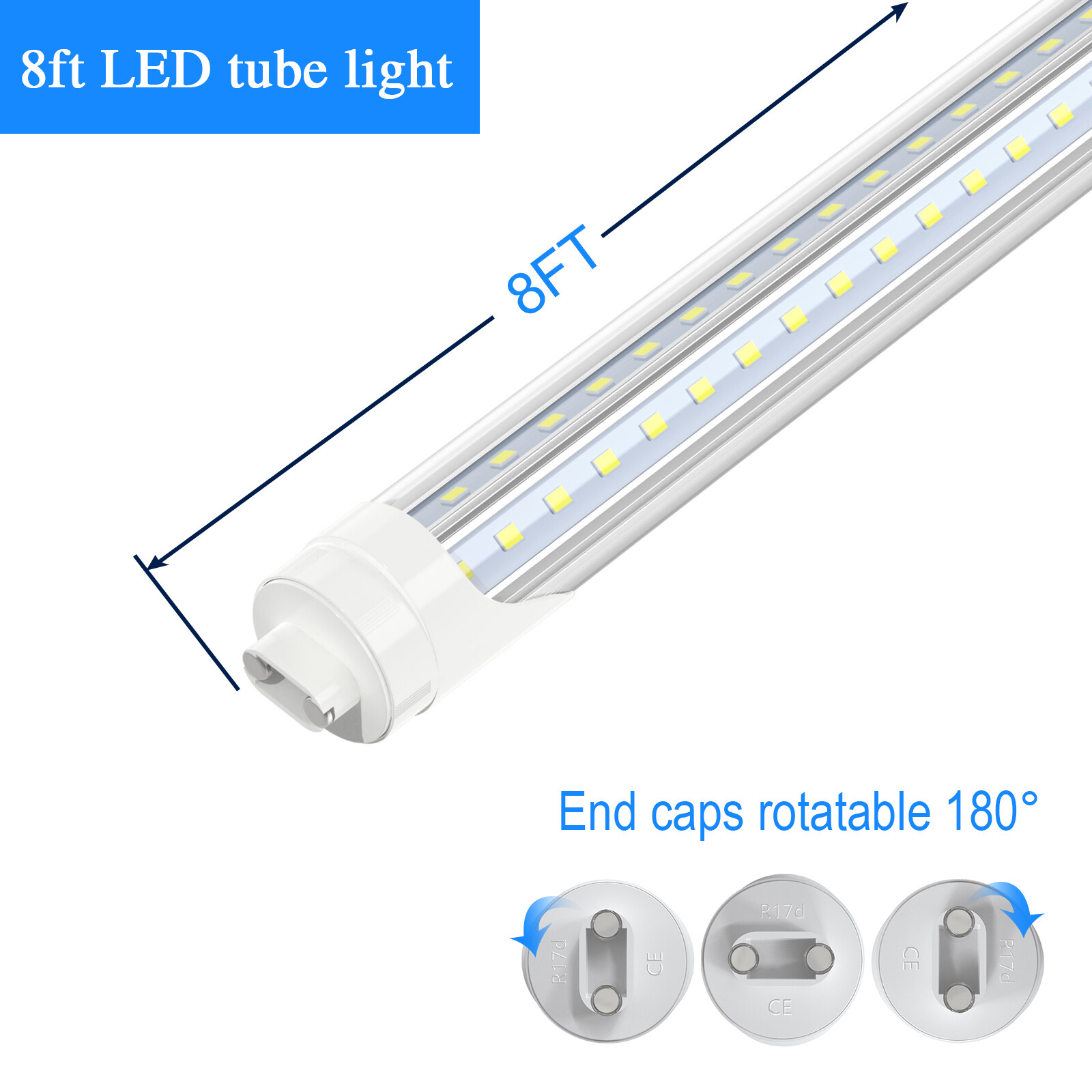 R17D T8 8FT 25 PCS LED SHOP LIGHT BULBS V-SHAPE 72W 8 FOOT LED TUBE LIGHTS 6500K gallery