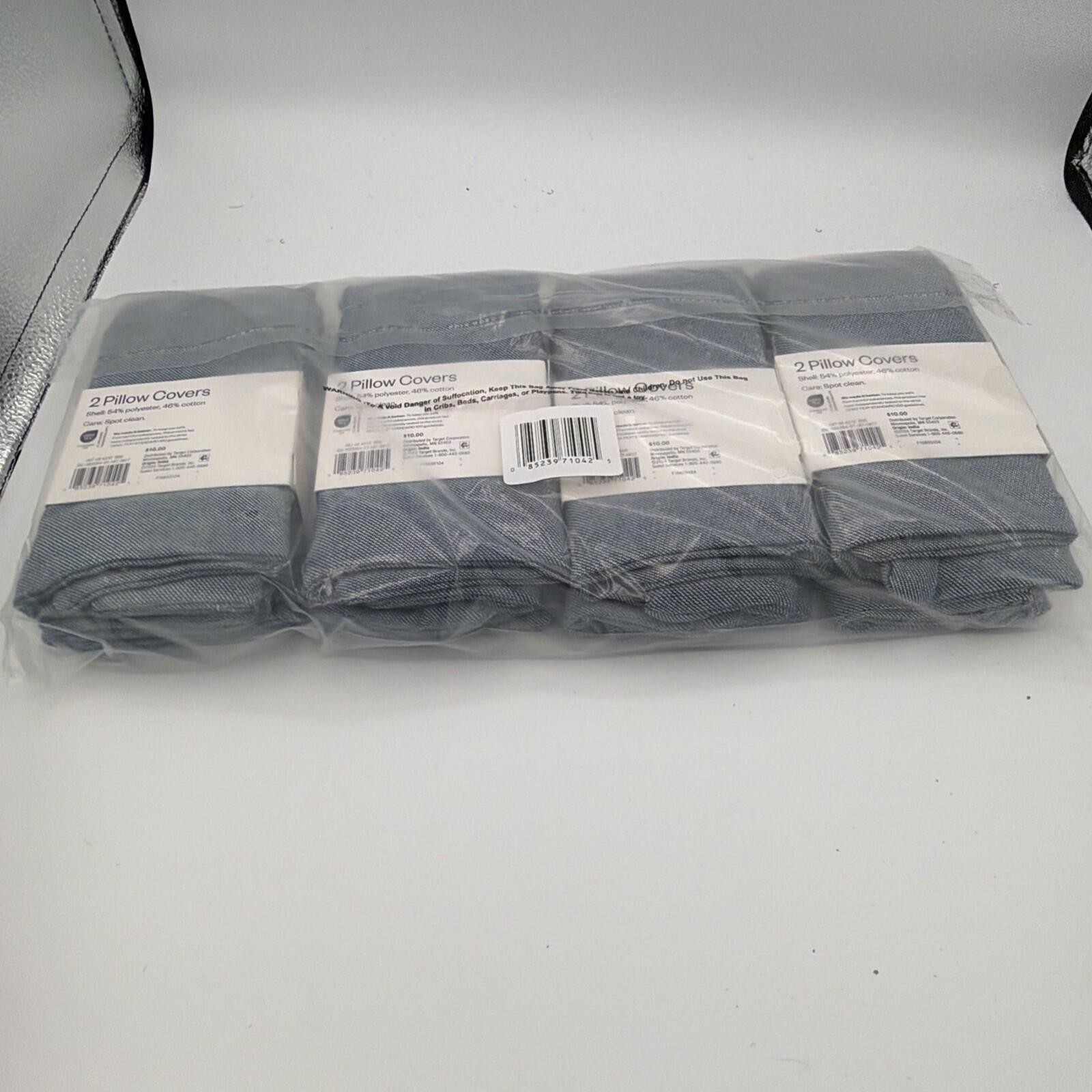 Lot 8 Room Essentials Poly / Cotton Blend Blue Jean Pillow Covers 16"x16” NWT gallery