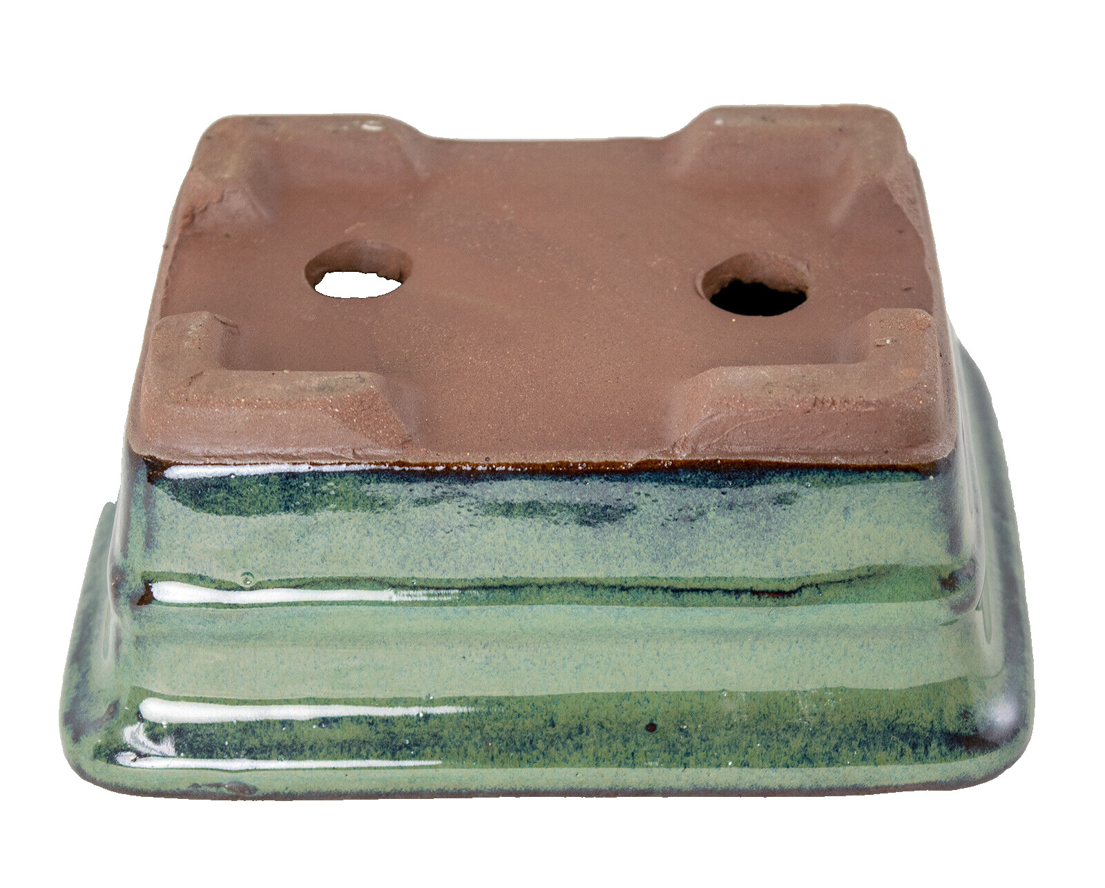 Rectangular Shohin Bonsai, Succulent Pot 6"x 4.5"x 2.5" with Mesh - Green Stain gallery