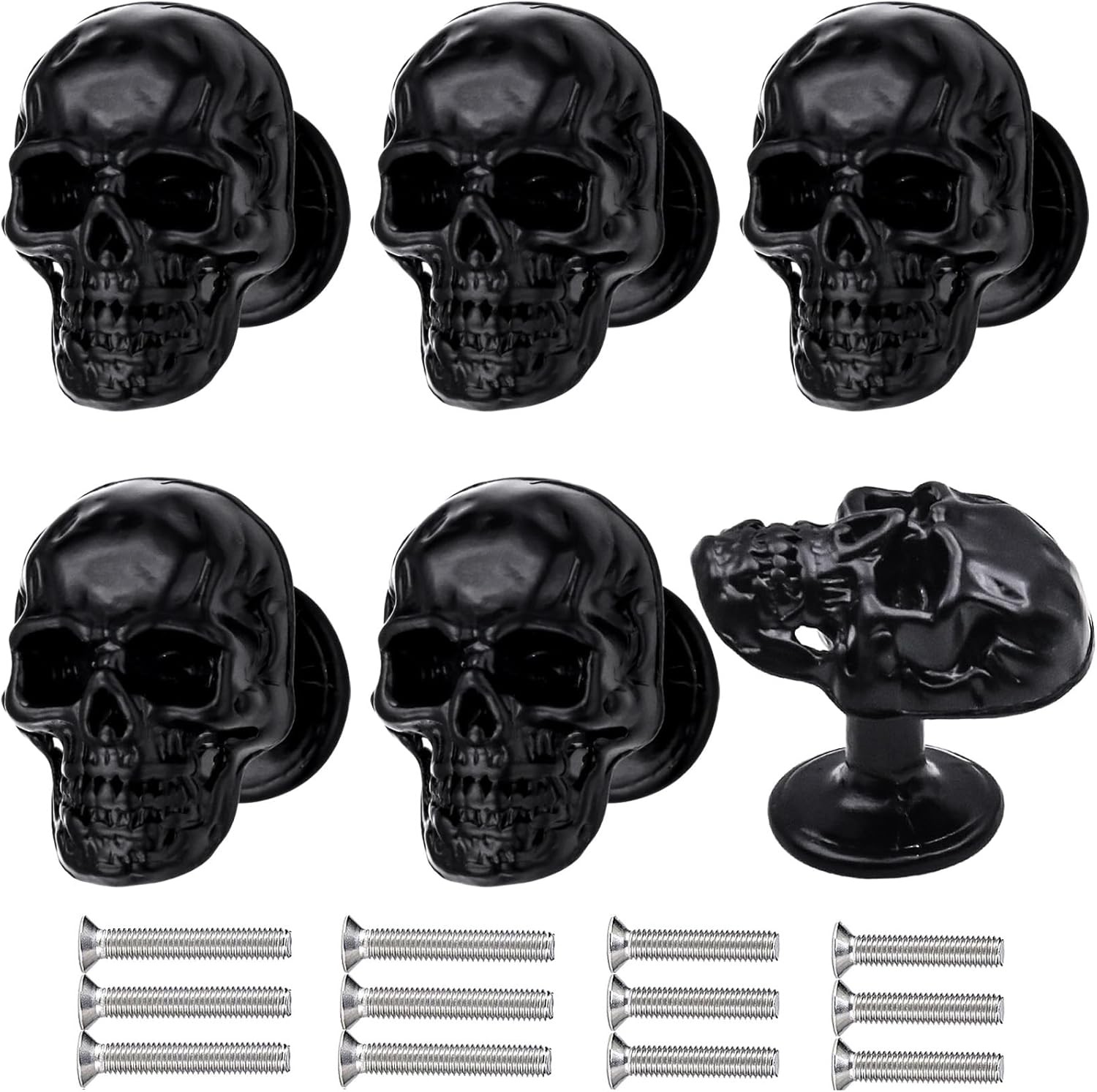 6 Pack Skull Skeleton Drawer Knobs Vintage Single Hole Cabinets Pulls for gallery