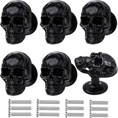 6 Pack Skull Skeleton Drawer Knobs Vintage Single Hole Cabinets Pulls for