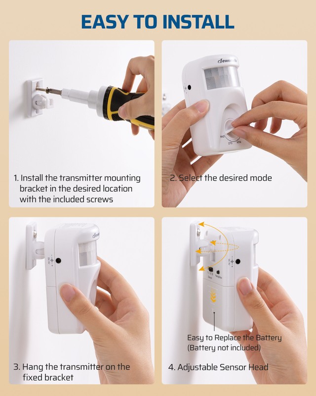 DEWENWILS Wireless Motion Sensor Light Switch,PIR Motion Sensor, 4 Modes, 120° gallery