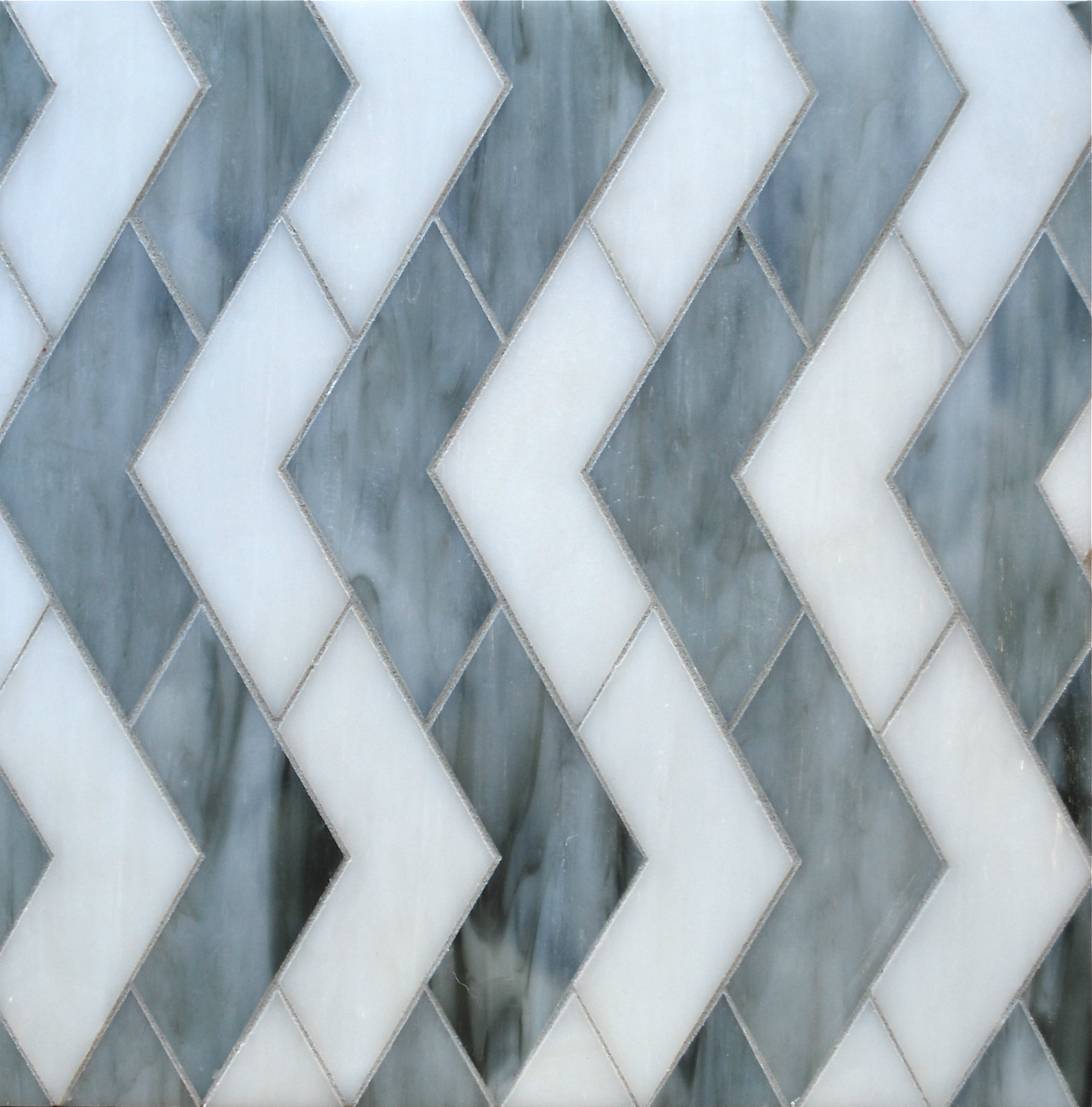 CHEVRON GREY WITH WHITE GLASS MOSAIC TILE BACKSPLASH WALL gallery