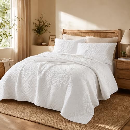 Weston - Soft Bed Summer Size Comforter Quilt Set, Lightweight King White Boho gallery