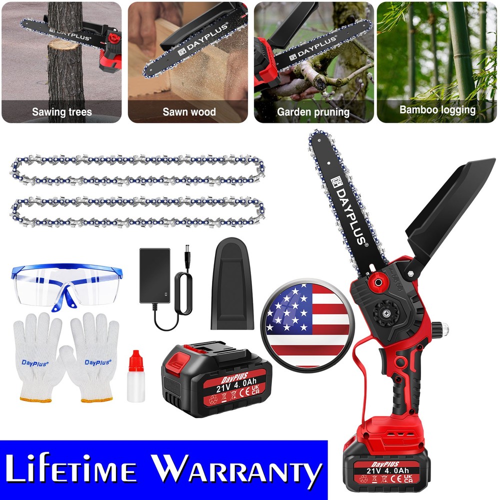 8" Mini Handheld Electric Chainsaw Cordless Chain Saw Wood Cutter Battery Power