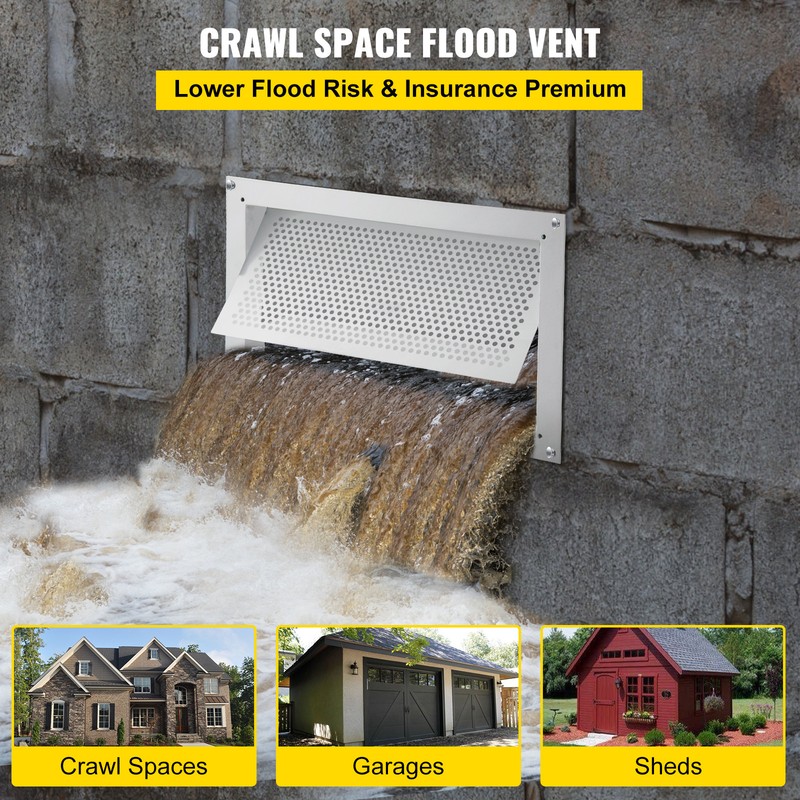 VEVOR Crawl Space Flood Vent Foundation Flood Vent 8"Height x 16"Width Wall Vent gallery