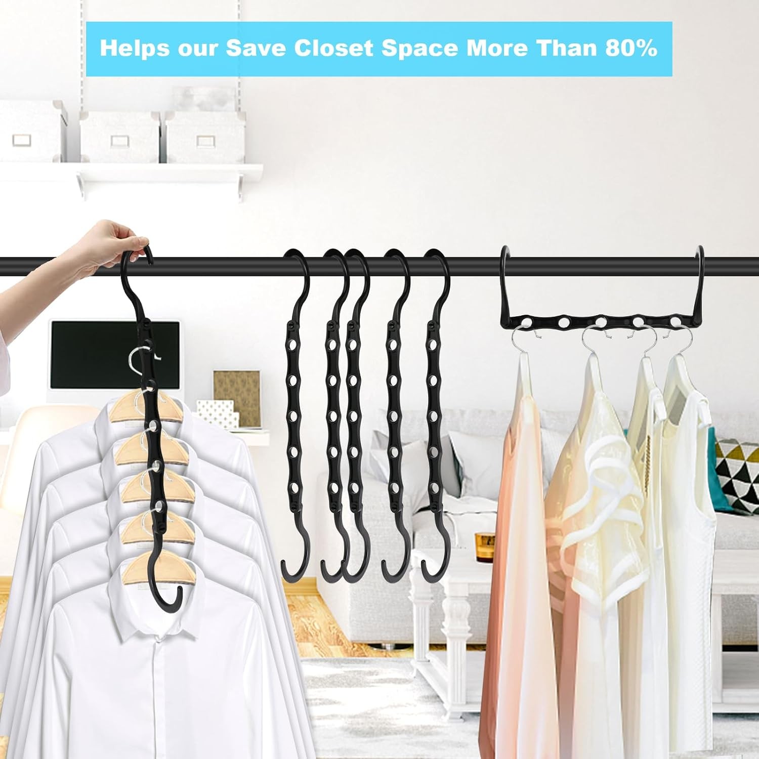 DUCOO Space Saving Hangers 10 Pack, Heavy Duty Magic Cascading Hanger Organizer gallery