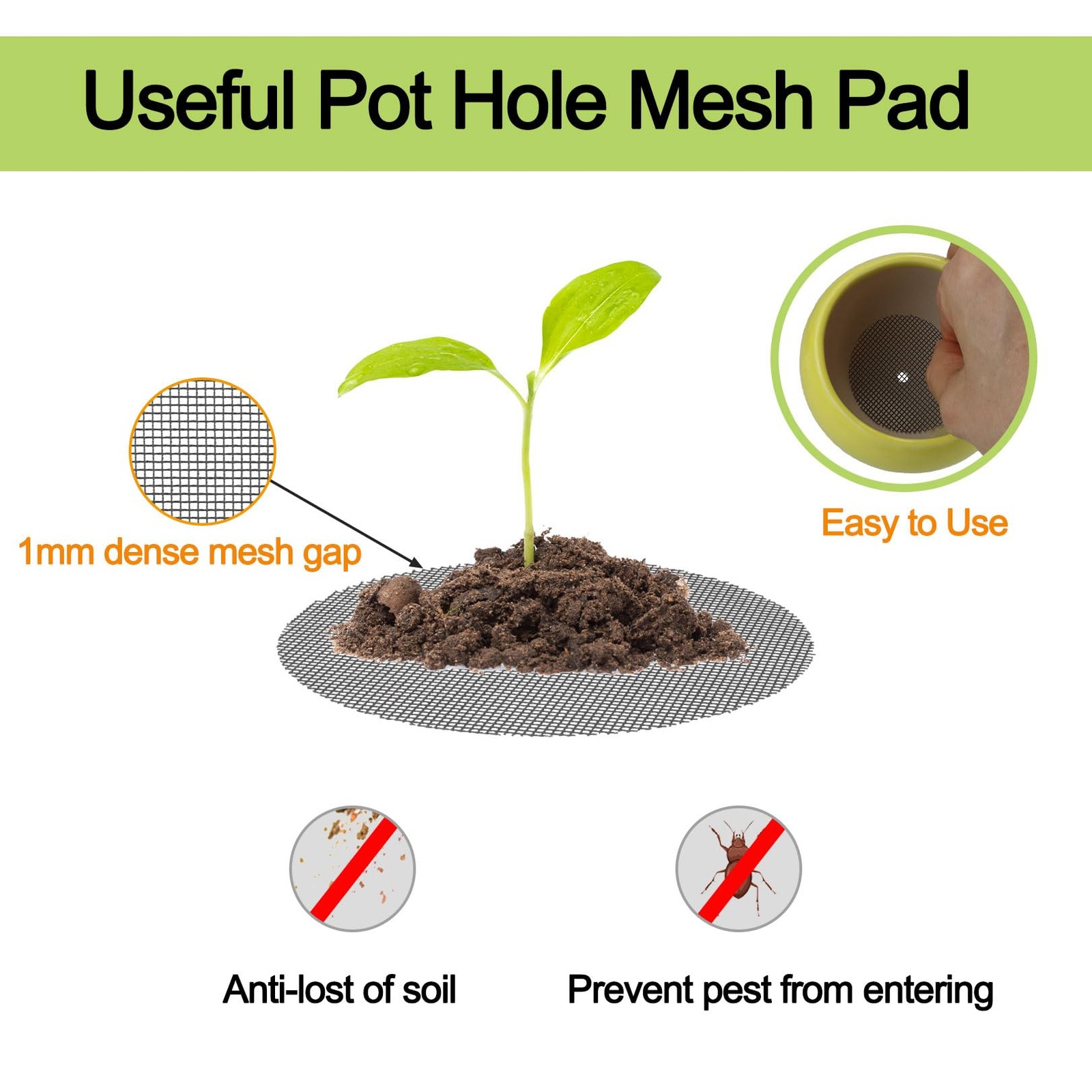 Bonsai Mesh for Plant Pot Drainage Screen 2 Inch, 50 Pcs Plastic Round Flower... gallery