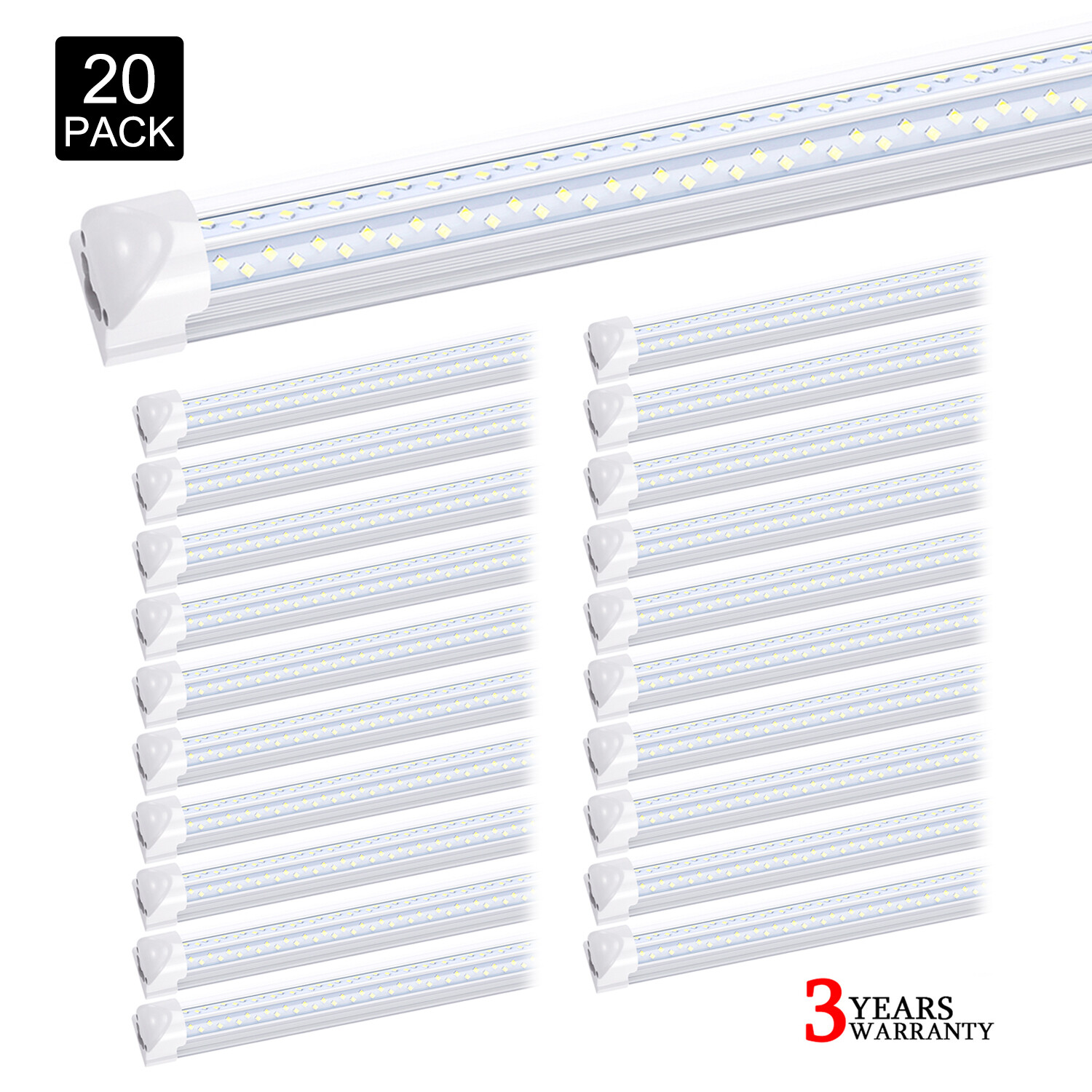 20Pcs 8FT Integrated Led Tube Light Bulbs 120W 8' Led Shop Light Fixtures 6000K gallery