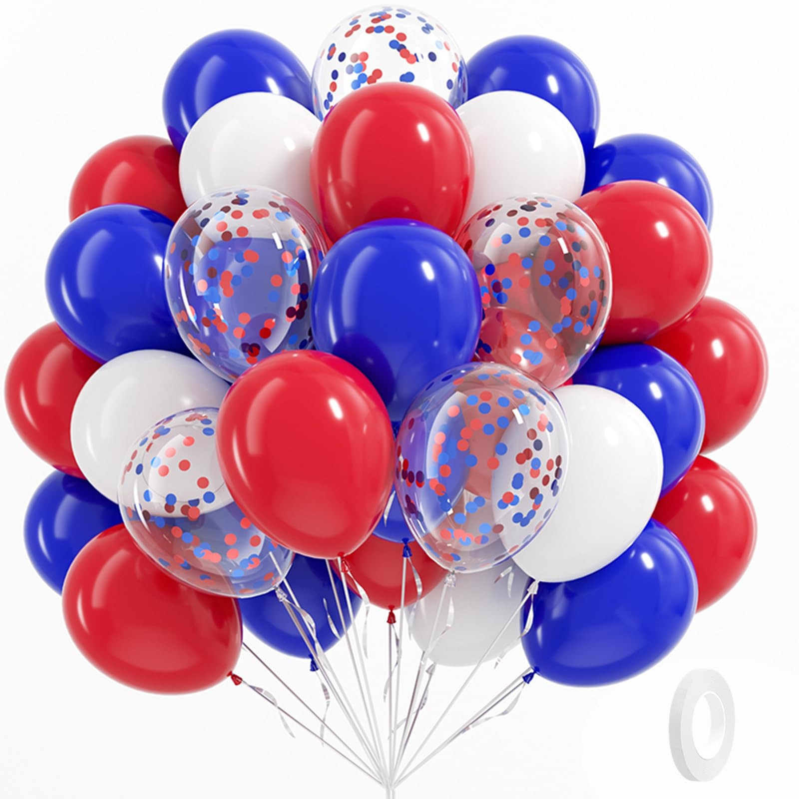 60 Pcs 12 Inch Red White Blue Balloons Patriotic 4th of July Party Decor gallery