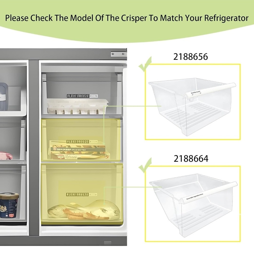 New 2 Pack 2188656 Fridge Crisper Drawer Refrigerator 2188664 Fits Whirlpool gallery